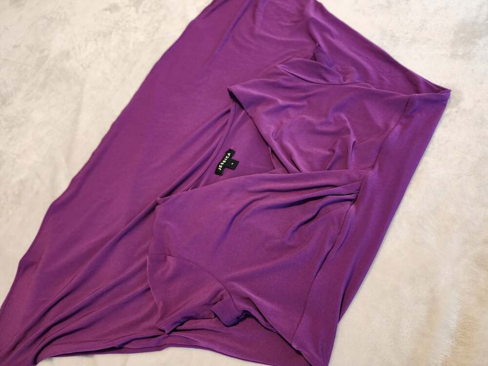 Jessica Purple Cap Sleeve V-Neck Dress Size 10 - Picture 6 of 9